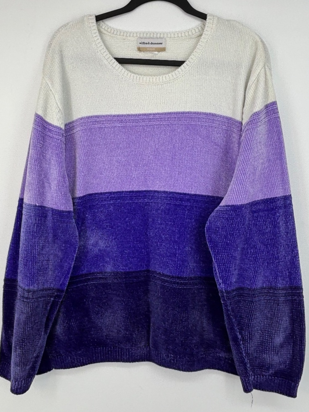Alfred Dunner Womens 2X Pullover Sweater White Purple Ombre Chenille Long Sleeve